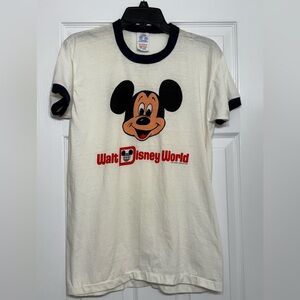 Vintage 1970s Walt Disney World Mickey Mouse ringer t-shirt size XL LARGE